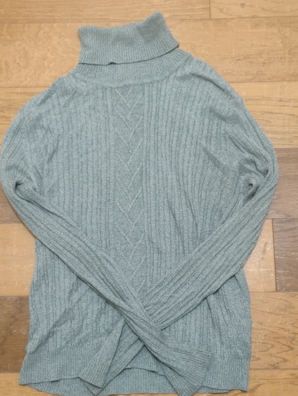 Dress Barn Heather Gray Ribbed Cable Turtleneck Sweater